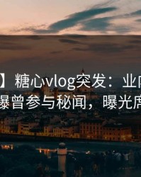 【爆料】糖心vlog突发：业内人士在深夜被曝曾参与秘闻，曝光席卷全网