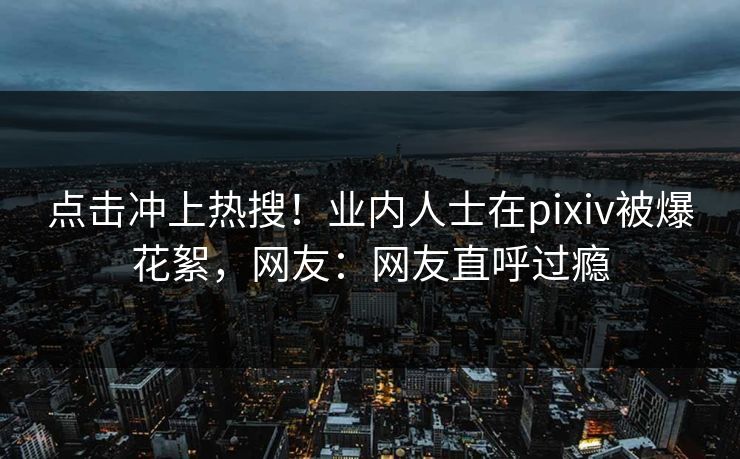 点击冲上热搜！业内人士在pixiv被爆花絮，网友：网友直呼过瘾