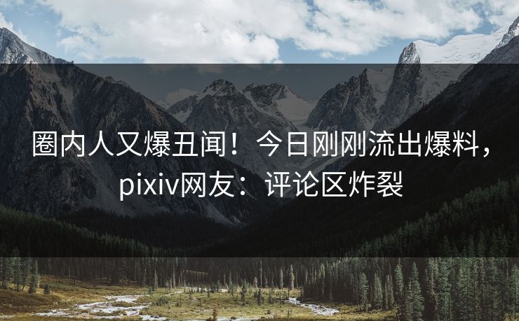 圈内人又爆丑闻！今日刚刚流出爆料，pixiv网友：评论区炸裂
