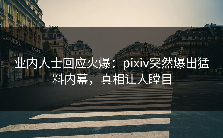 业内人士回应火爆：pixiv突然爆出猛料内幕，真相让人瞠目
