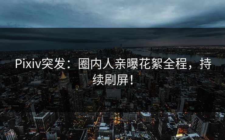 Pixiv突发：圈内人亲曝花絮全程，持续刷屏！