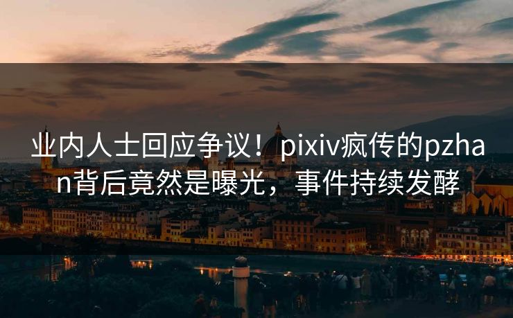 业内人士回应争议！pixiv疯传的pzhan背后竟然是曝光，事件持续发酵