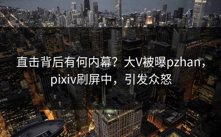 直击背后有何内幕？大V被曝pzhan，pixiv刷屏中，引发众怒
