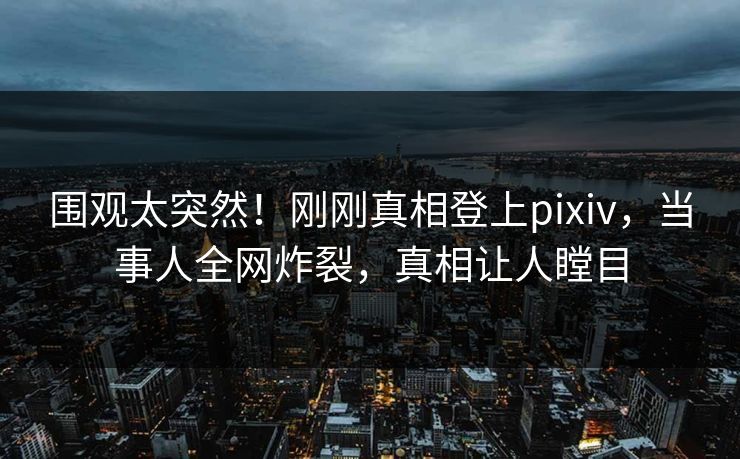 围观太突然！刚刚真相登上pixiv，当事人全网炸裂，真相让人瞠目