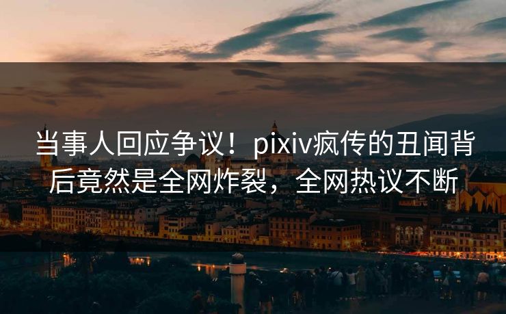 当事人回应争议！pixiv疯传的丑闻背后竟然是全网炸裂，全网热议不断