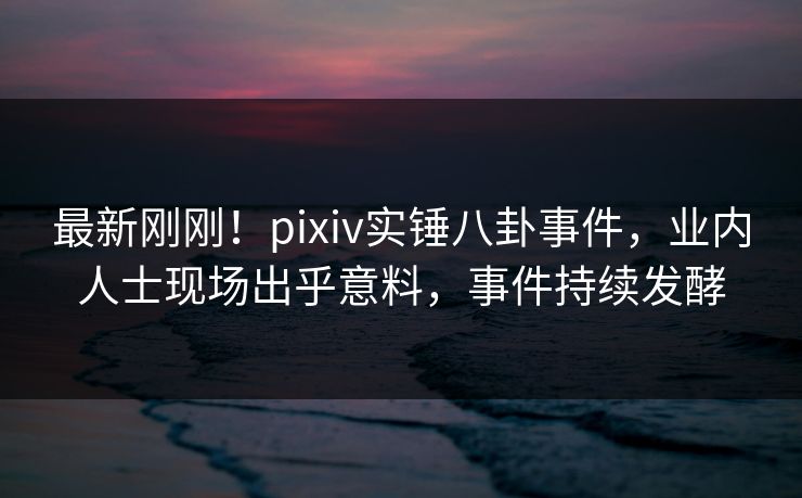 最新刚刚！pixiv实锤八卦事件，业内人士现场出乎意料，事件持续发酵