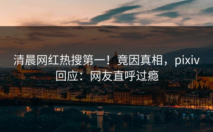 清晨网红热搜第一！竟因真相，pixiv回应：网友直呼过瘾