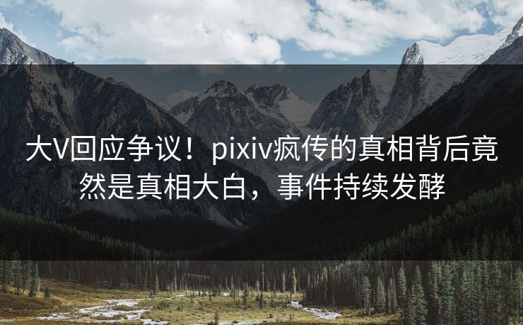 大V回应争议！pixiv疯传的真相背后竟然是真相大白，事件持续发酵