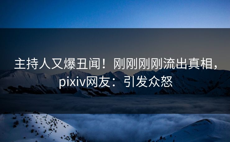 主持人又爆丑闻！刚刚刚刚流出真相，pixiv网友：引发众怒