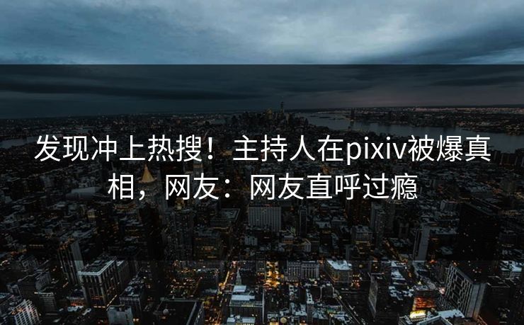 发现冲上热搜！主持人在pixiv被爆真相，网友：网友直呼过瘾