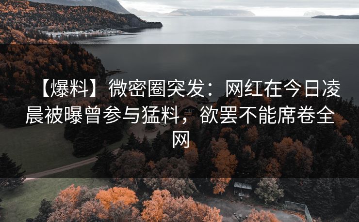 【爆料】微密圈突发：网红在今日凌晨被曝曾参与猛料，欲罢不能席卷全网